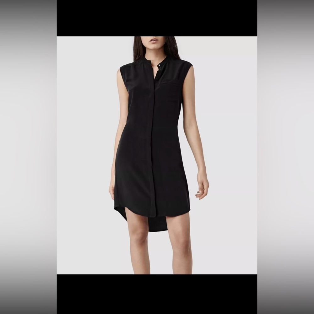 All Saints black sleeveless silk dress